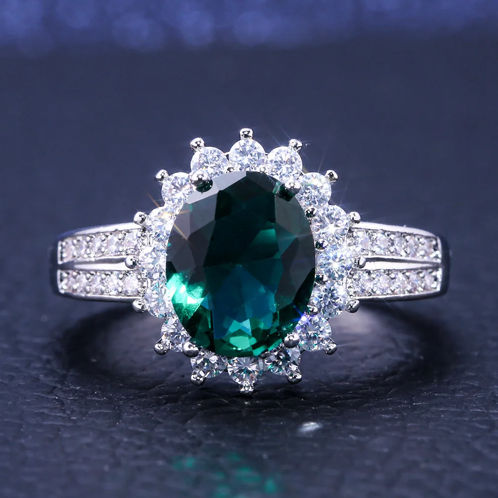 CAOSHI Luxury Dainty Female Rings for Women Wedding Rings Jewelry Gifts Green Zirconia Ring Women