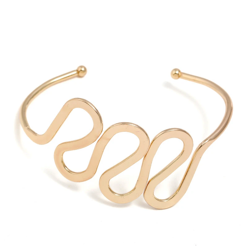 

Jachon Fashion Clear Snakelike Titanium Steel Wrap Open Plating Bracelet, Gold