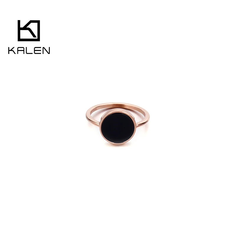

Hot Sale Fashion Trendy Rings Women Jewelry Stainless Steel Eternity Black Enamel Ring