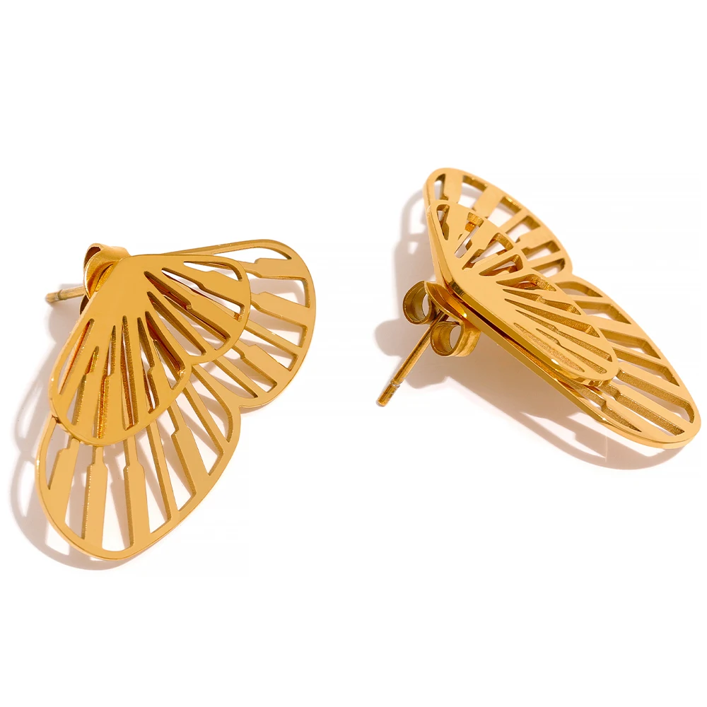 JINYOU 181 Creative Romantic 18k Gold Color Butterfly Stackable Stainless Steel Chic Stud Earrings Charm Jewelry Korean Women