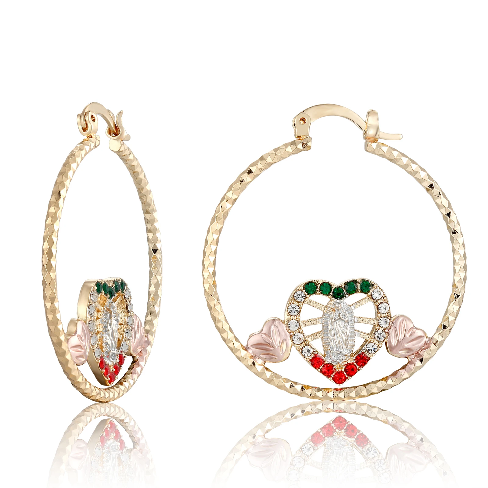 

Elfic 2021 hot selling 14k gold colorful heart earring vogue, There colors