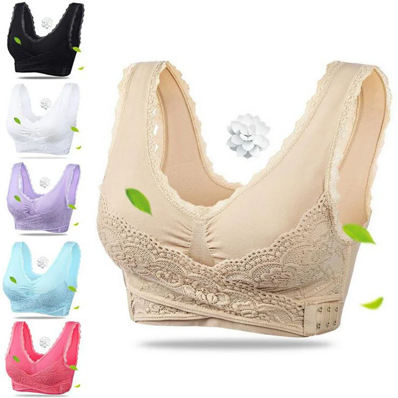 

Ladies Sexy Seamless Wireless Push Up Running Yoga Plus Size Gathered Cross Front Side Buckle Lace Sports Bra