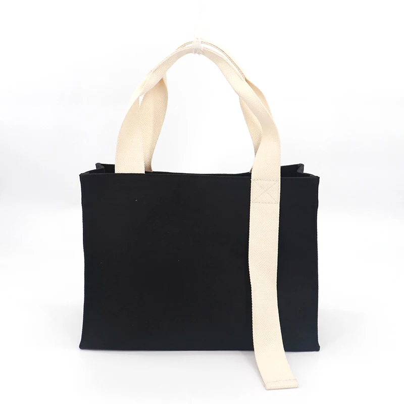 

Beach canvas shopping bag with logo,Oem Custom canvas bag supplier,black blank thick shopping Canvas tote bag leather handle