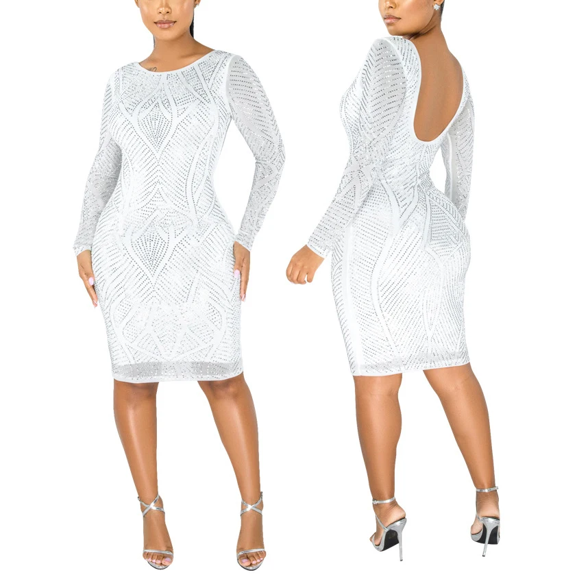 

FS2323D 2021 new arrivals women long sleeve Fashion elegant dresses