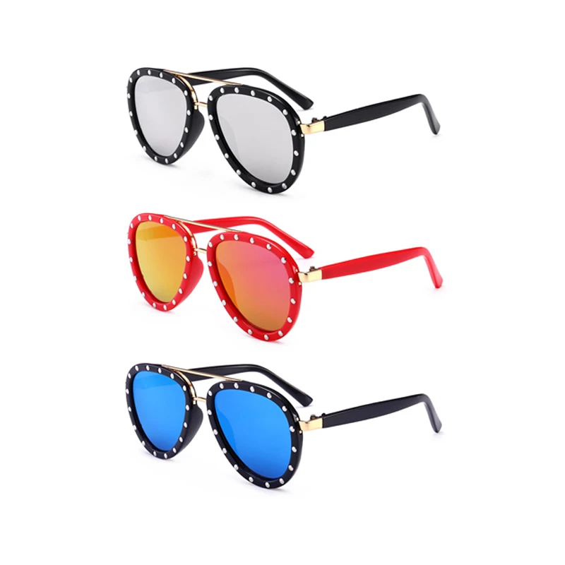 

WIIPU Personalized Baby Round Frame Rivet Sunglasses New Children's Sunglasses Summer Kid Goggles Toddlers Fashion Eyeglasses