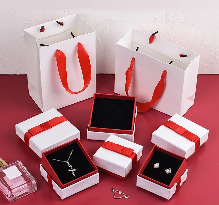 

White Custom Paper Multifunctional Jewelry Box Valentine's Day Bowknot Jewelry Gift Boxes For Girlfriend