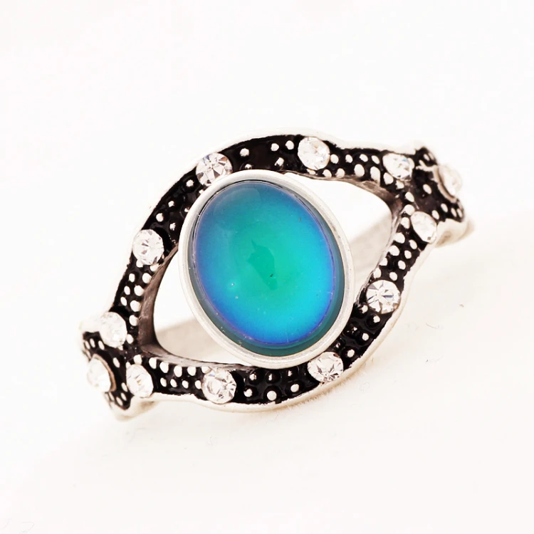 

New Fashion Design Antique Silver Plated Color Change Mood Alloy Ring for Women