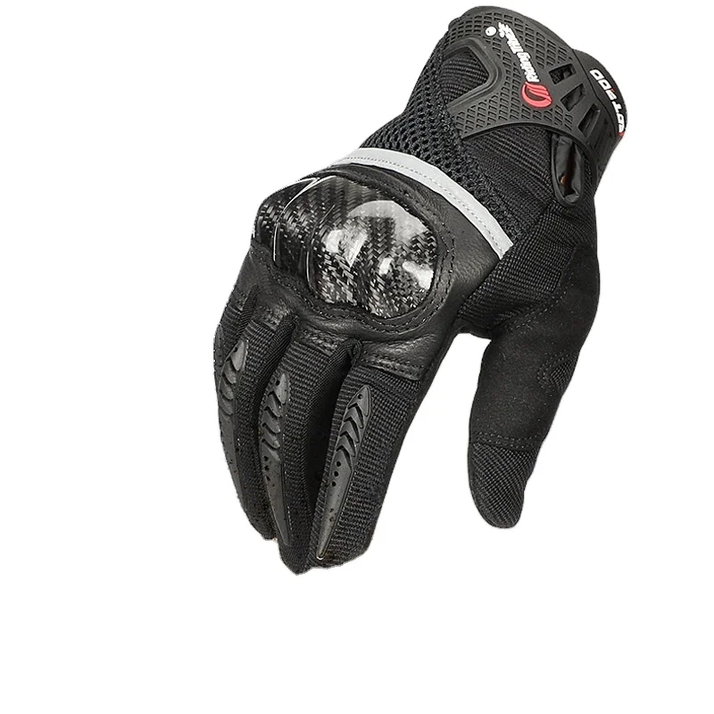 

Professional Touchscreen Reflective Heavy Duty Carbon Knuckle Palm and Finger Protection Motrocycle Cycling Racing Gloves