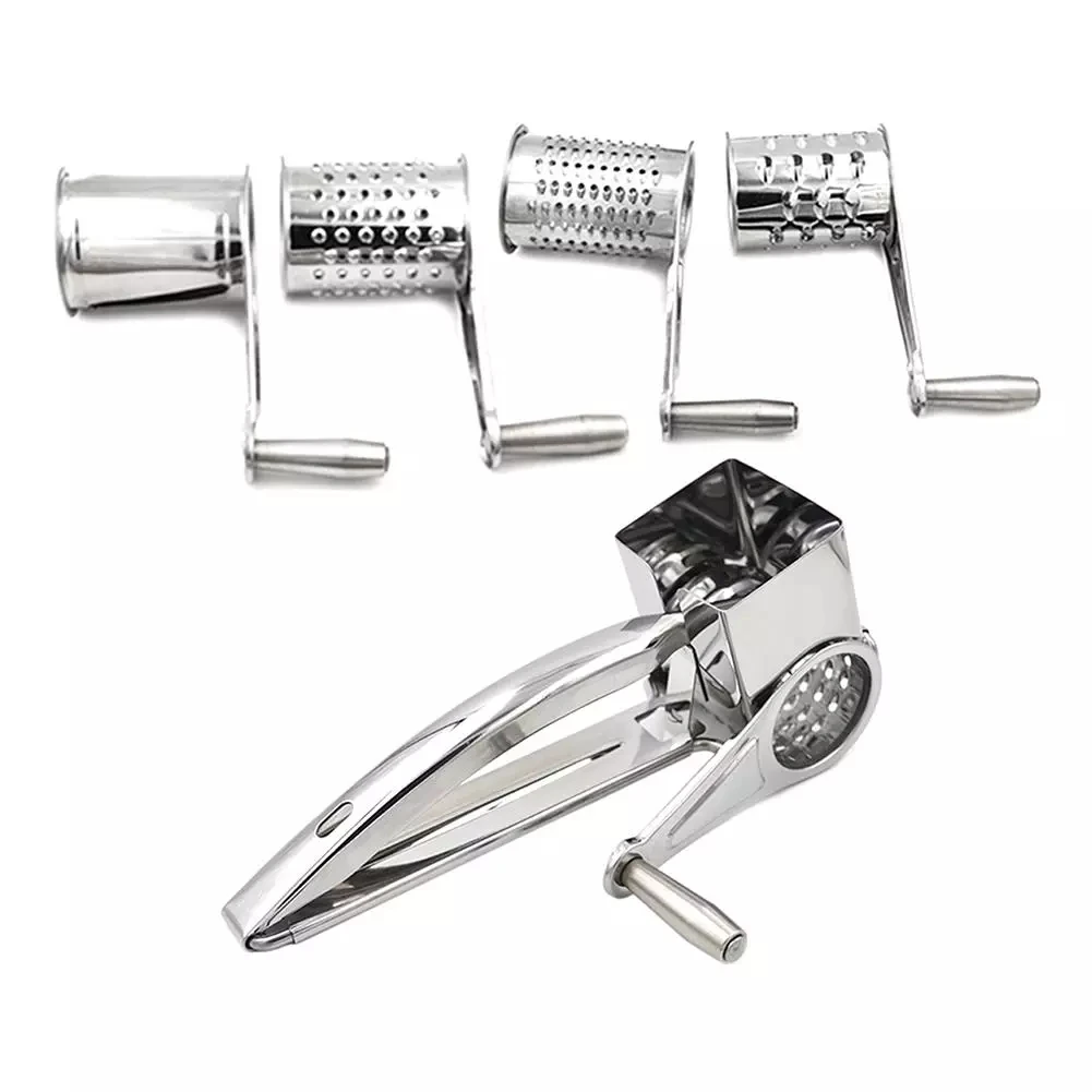 

Wholesale Food Grade Cooking ToolsStainless Steel Rotary Cheese Grater Cutter with Hand Shake, Customized