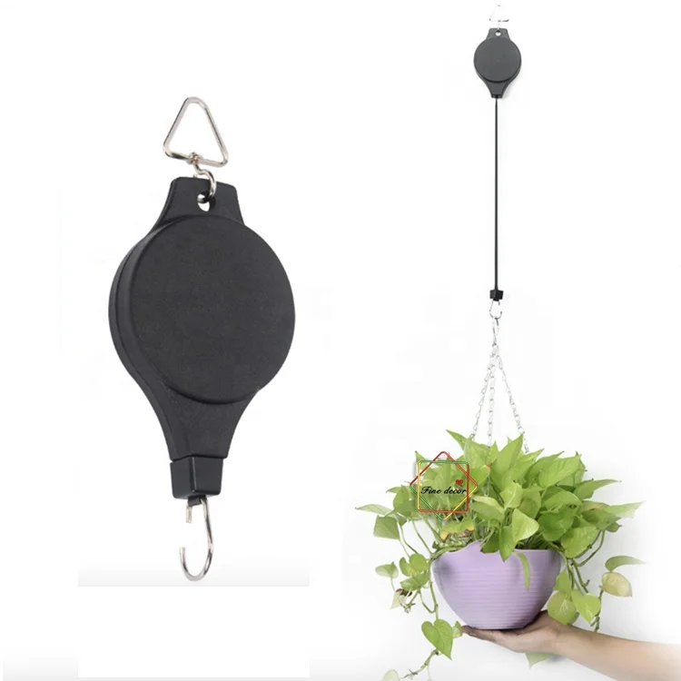 

adjustable rope clip hanger Plant Hook Pulley Retractable Plant Hanger for Flower garden Baskets Pots, Black