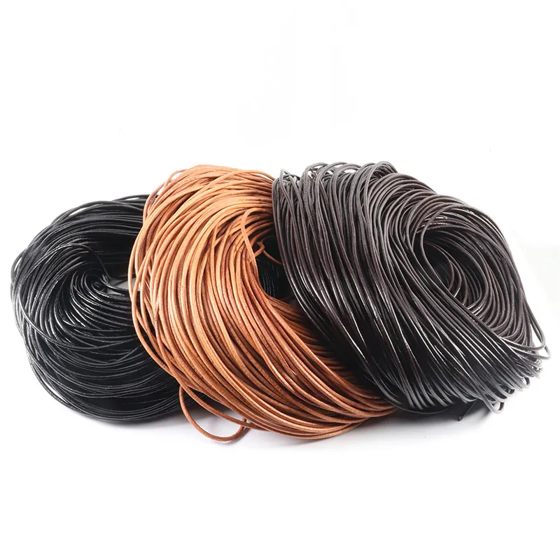 

wholesale Round Genuine Leather Rope for Jewelry Making Rope for Necklace Bracelet DIY Cowhide Round Rope