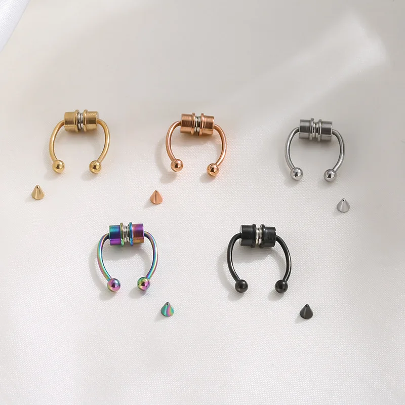

Fake Piercing Magnetic Nose Ring Earring Hoop Septum stainless steel nose ring For Women Jewelry