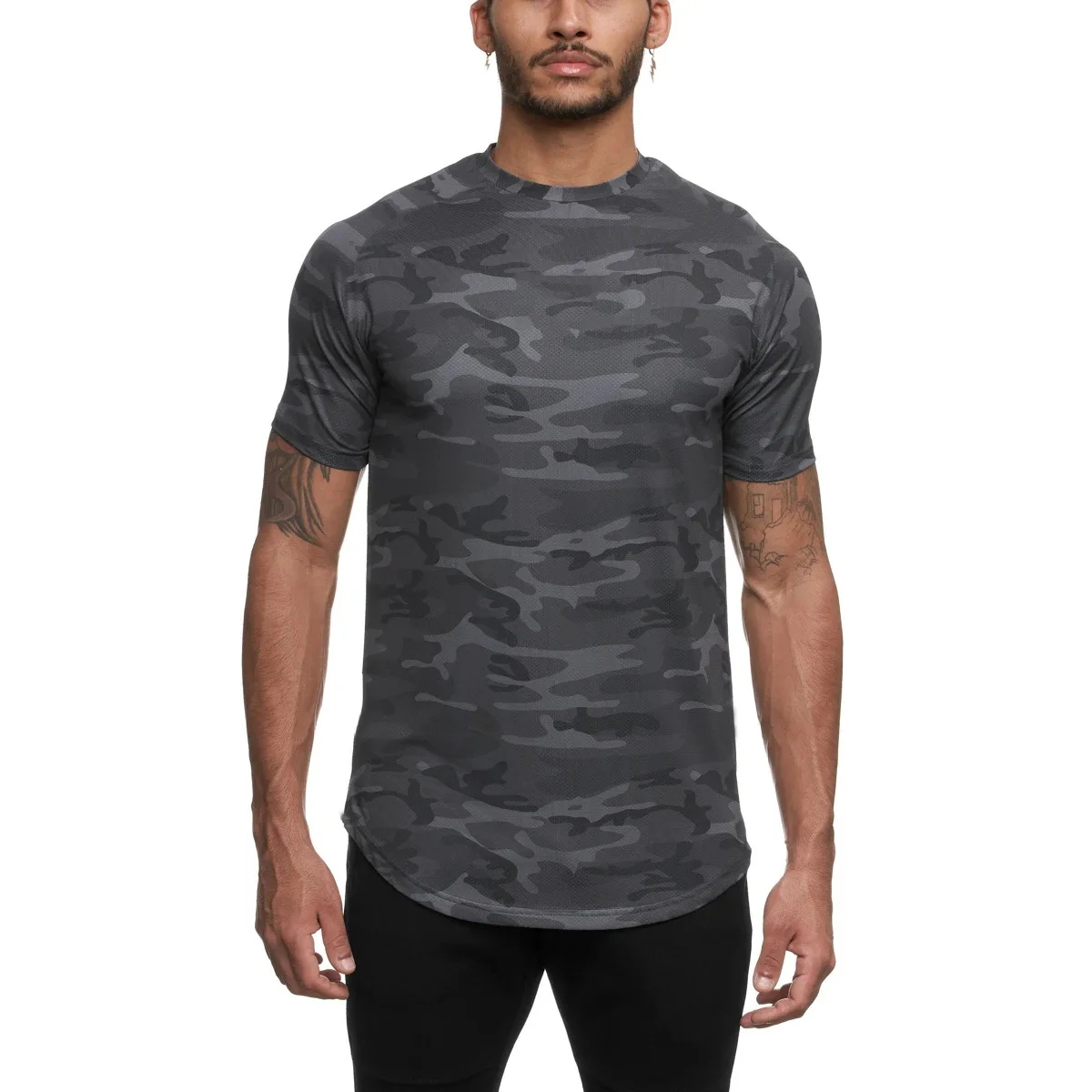 

Mens Workout Camouflage T-Shirts Summer Gym Wear Fitness Clothing Outdoor Running Sports Shirt