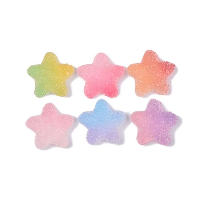 

New style hot sales 18MM Soft sweets star resin charms candy pendant Craft Handmade for Necklace Charms Pendant DIY decoration, Color