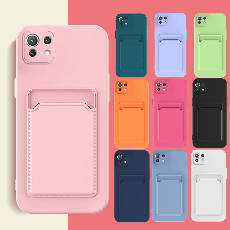 

Square TPU Phone Case with Card Pocket for Xiaomi Redmi Note10pro 11pro 11 lite 11 ultra 10s note10 9 9A 9C Note 9s 5G, Black,pink,white,rose red,red,green,dark blue,purple,dark green,orange