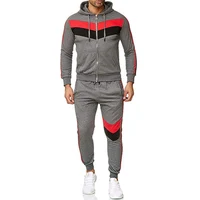 

Wholesale Autumn Fashion Patchwork Mens Tracksuits Fleece Hoodies Sets Gym Wear