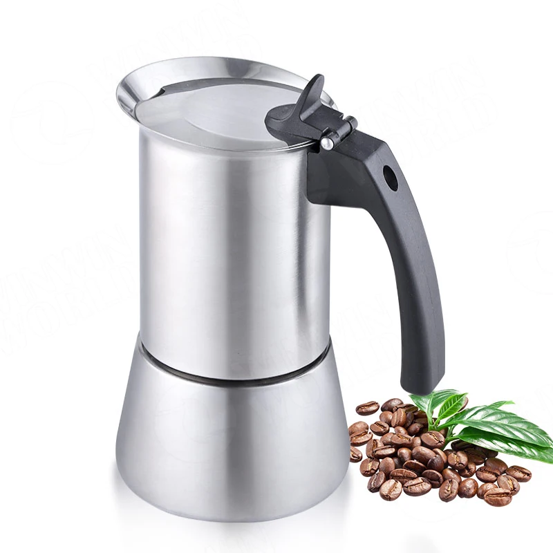 

6 Cup Stovetop Espresso Maker Stainless Steel Mocha Coffee Maker Italian Moka Pot, Customized