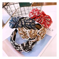 

New Winter Hair Accessories Knitting Flowers Bud Knot Printing Letter Hair Bands KL3296