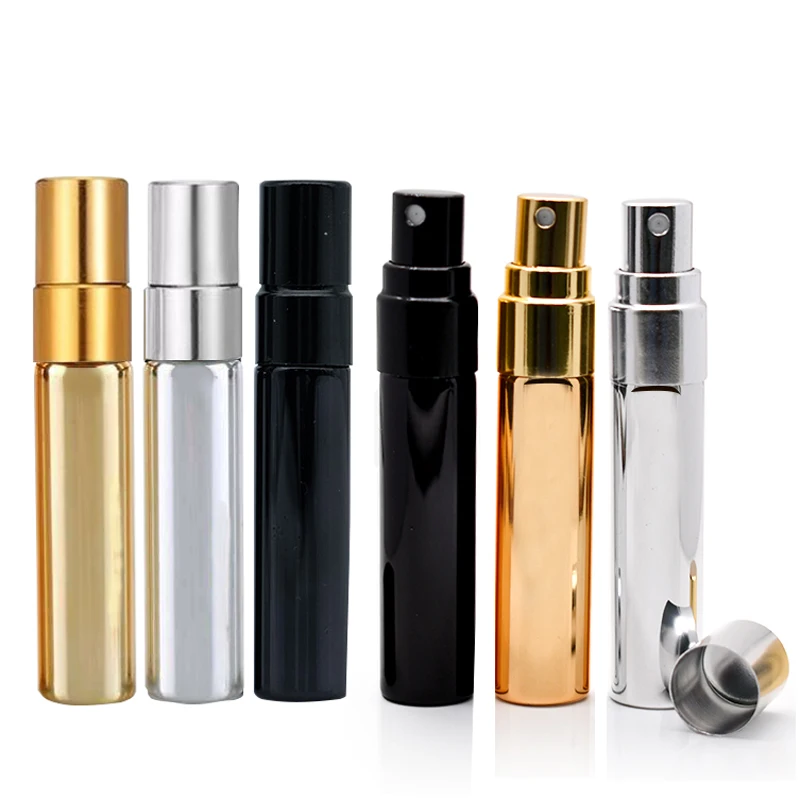 

Cosmetic Packaging Portable Travel 2.5ml 3ml 5ml 10ml Clear Gold Silver Black Small Perfume Glass Sample Bottle With Spray Pump