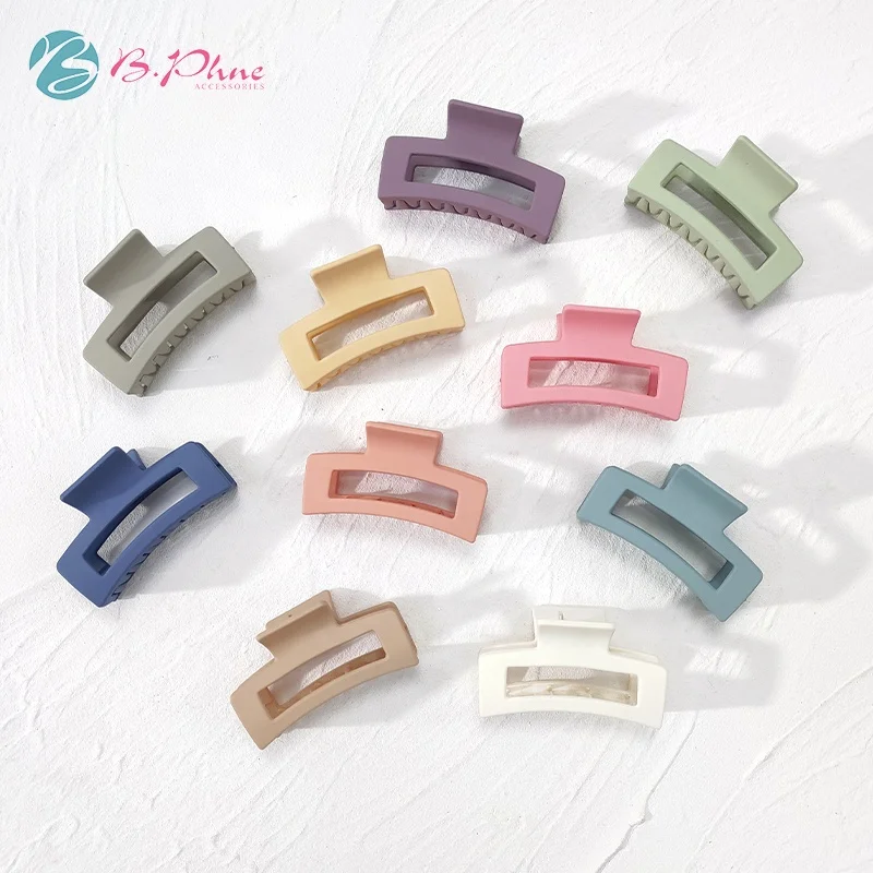 

B.PHNE New arrivals solid color hair claw large rectangle matte crab recycled cellulose plastic hair claw clips for women