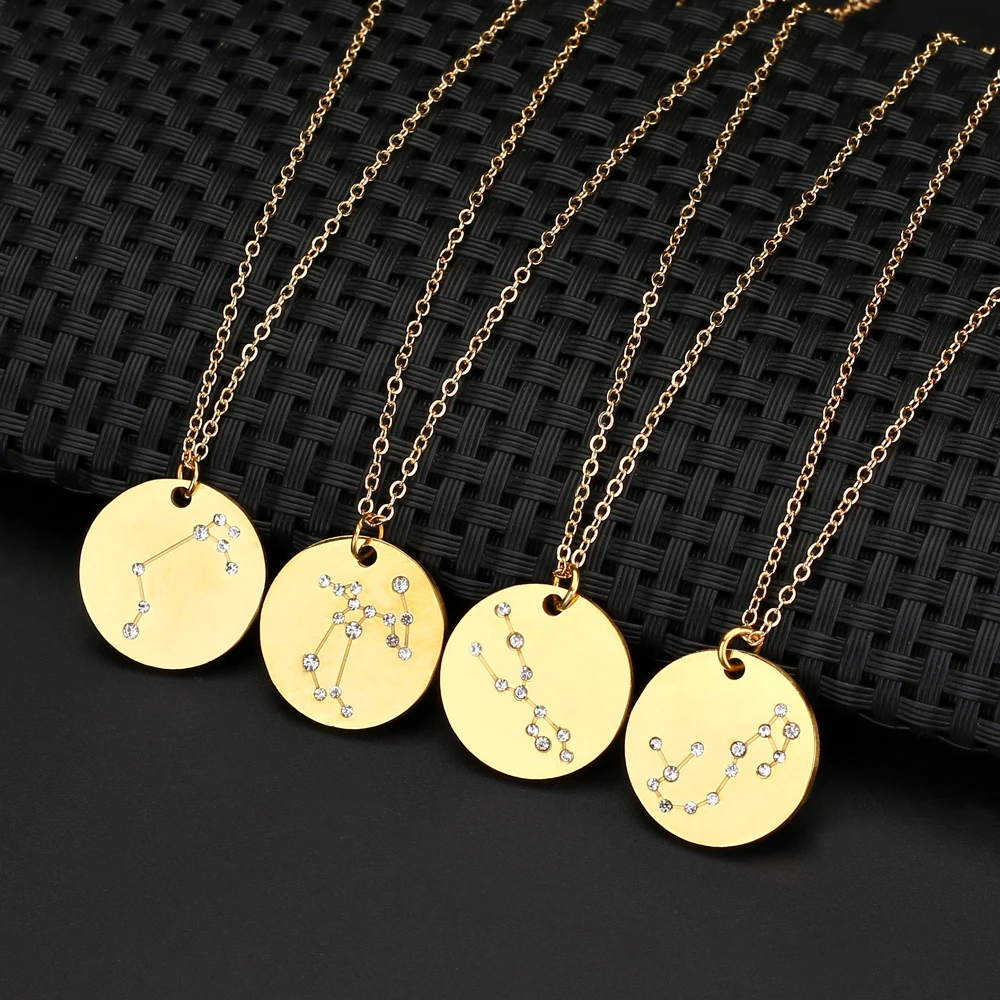 

Free Sample Activity 12 Constellation Necklace Gold Stainless Steel Astrology Zodiac Sign Pendant Necklace For Women