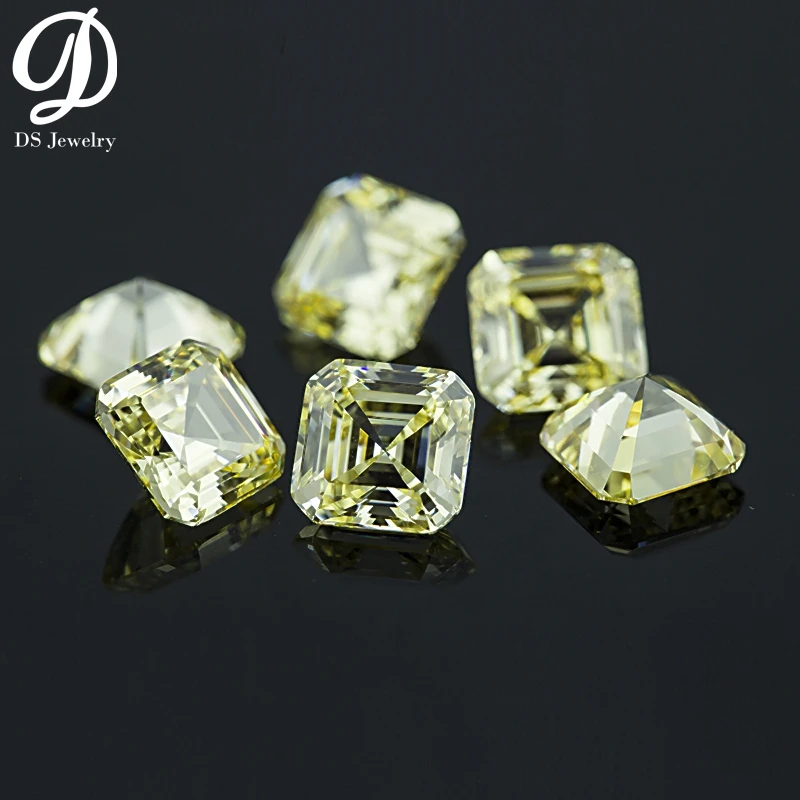 

Wholesale Price 10*10mm CZ Loose Asscher Cut Cubic Zirconia, L-yellow