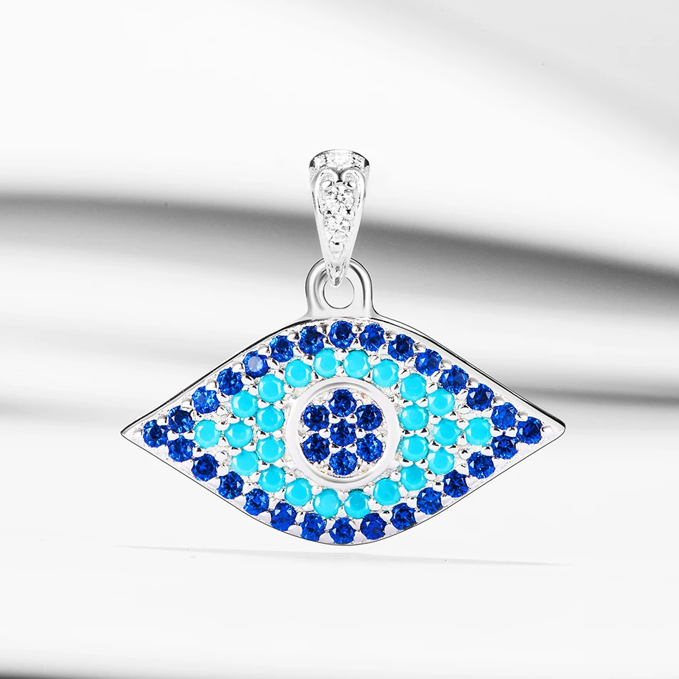

2020 Women's Fashion Jewelry 925 Sterling Silver Blue Eye Pendant fit Original Necklace Wedding Cubic Zirconia pendant for Women