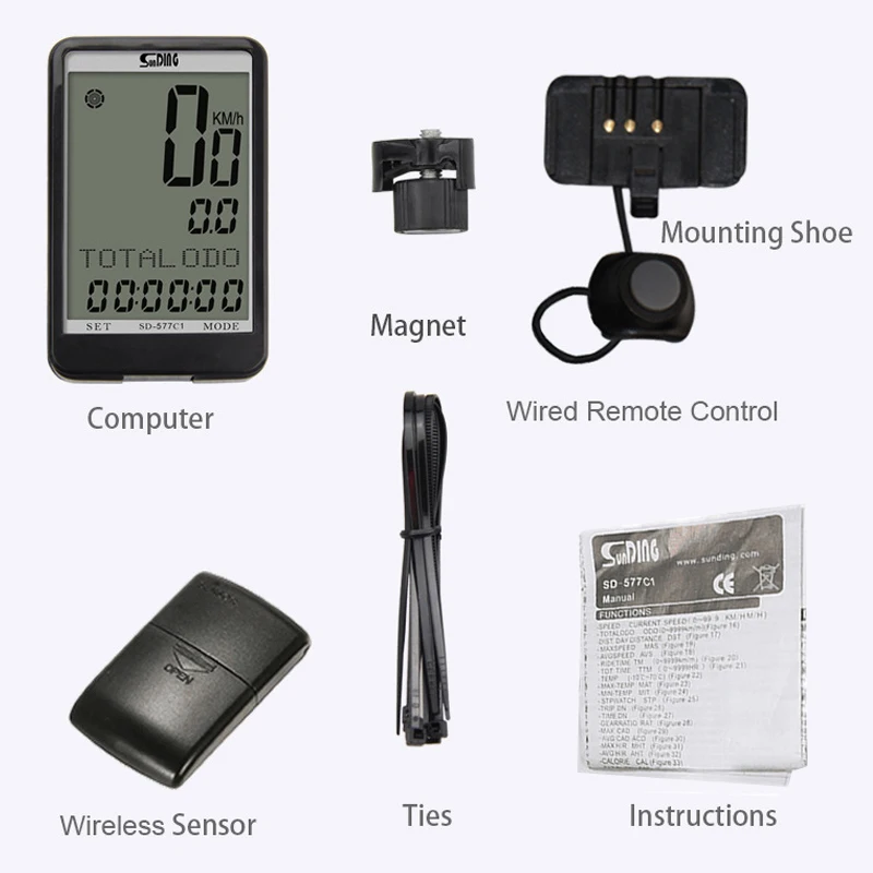 
SD-577C1 2019 New Large Screen Wire-controlled Wireless Bicycle Computer 