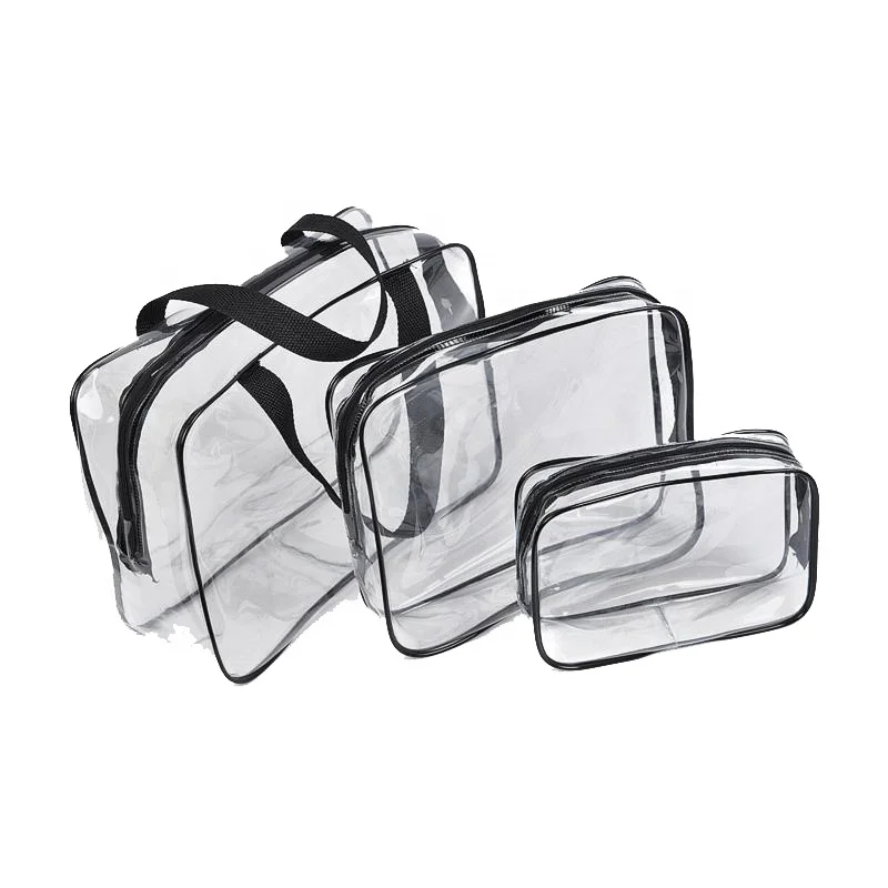 

Customized LOGO bags set three-piece transparent travel storage bag PVC waterproof cosmetic bags, Any color is ok