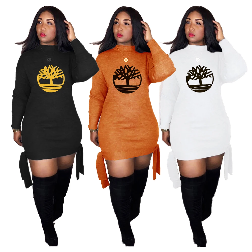 

L076 Summer women's casual loose and versatile fashion street short sleeve bandage dress