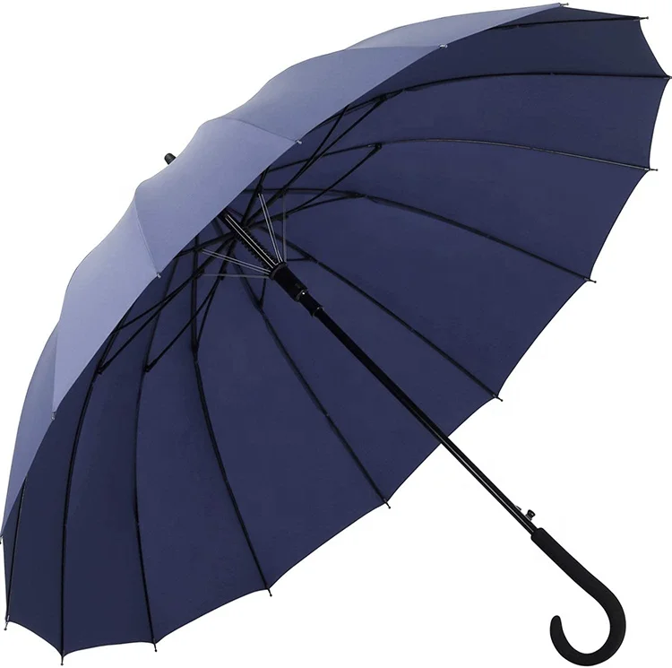 

High Quality Custom Curved handle 16Bones Long Handle Umbrella