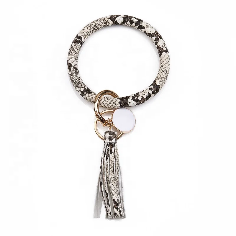 

Amazon 2020 Hot Selling Women Leather Round Bracelets Snake Skin Leather Cord Round Bracelet