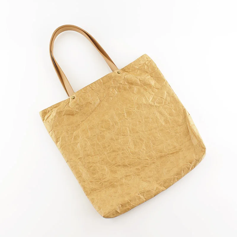 

Korean simple pleated Dupont craft paper shopping shoulder bag custom tyvek sling bag washable paper tote bag