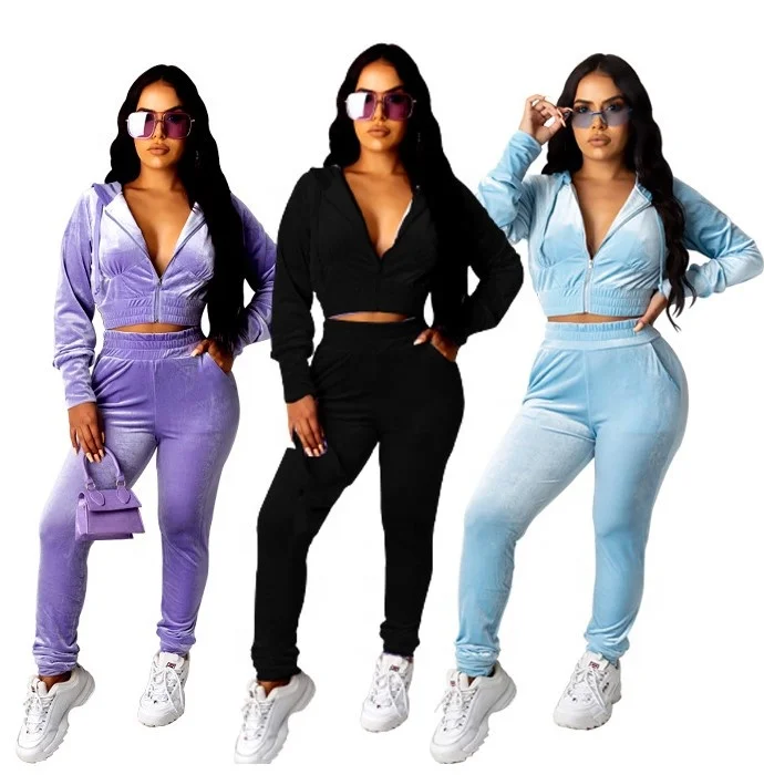 

Women Velour Tracksuits Winter Hoodie Joggers Sweatpants Women Two Piece Pant Sets Clothing Velvet 2 Piece Sets Tracksuits