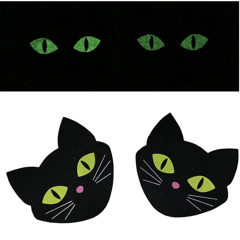 

Hot Sale Boobs Sexy Sticker Black Cat Disposable Nipple Covers Glowing In Dark Eyes Breast Nipple Covers