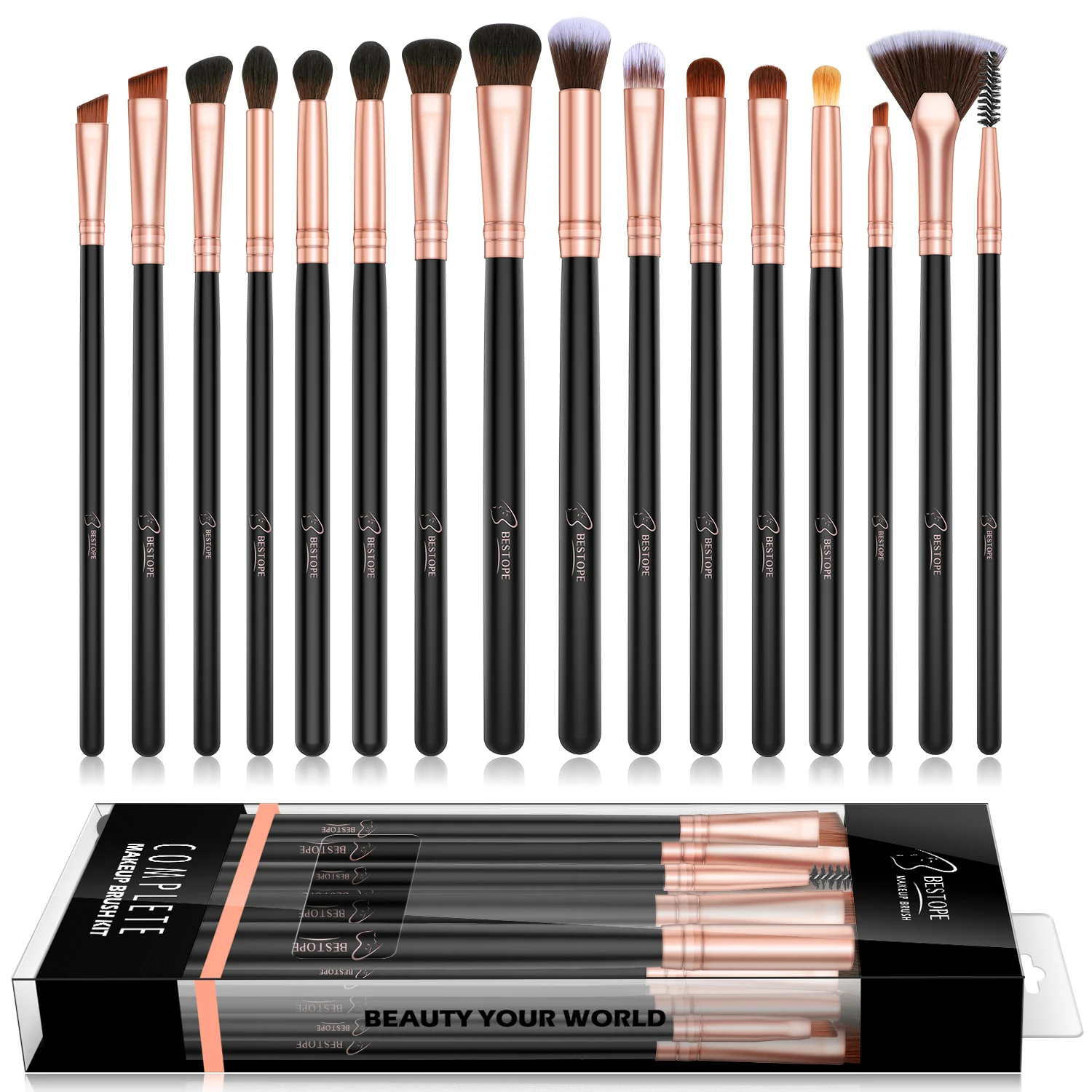 

Bestope 16pcs Eye Cosmetic Makeup Brush Set, Rose golden