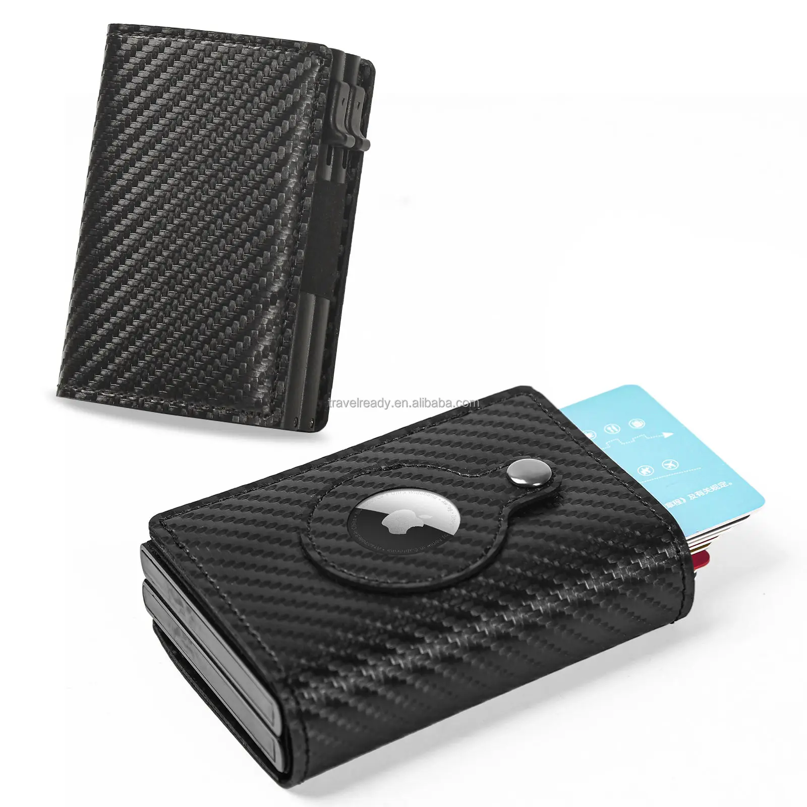 

Pop Up Wallet Automatic Leather card holder Slim Credit Card Holder cool airtag wallet Dual Card Sleeve for Men