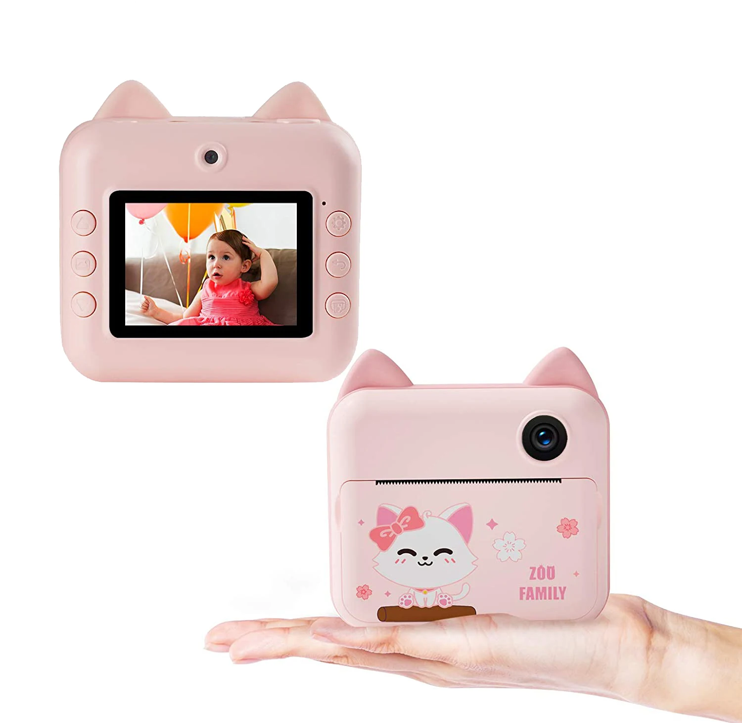 

Pink Girls Toy Children Print Camera 12MP Max 32GB Support Wifi HD 1080P Kids Camera