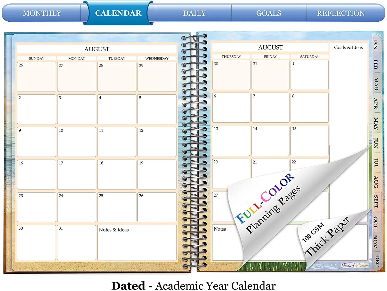 2020-2021 daily plan vertical weekly layout monthly calendar