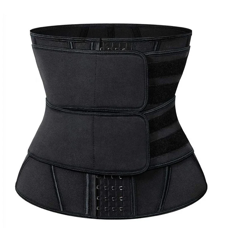 

Amazon hot sale newest design sauna sweat adjustable two compression belts 13 steel boned neoprene waist trainer for sport