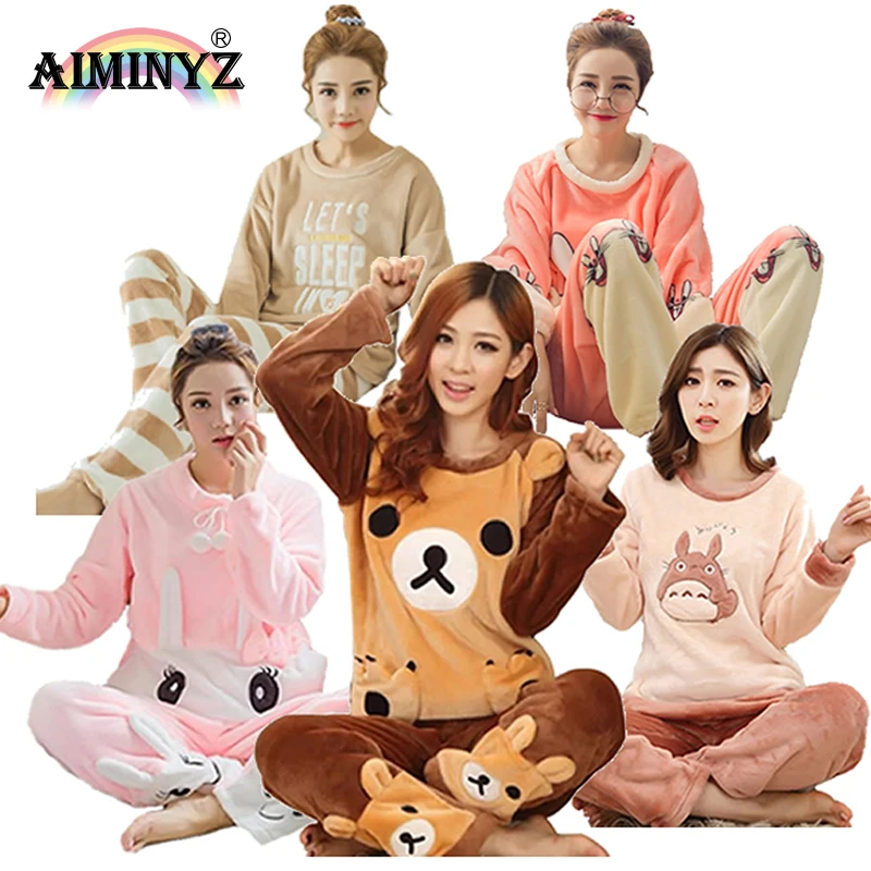 

2020 Spring Adults Cotton Round Neck Short Sleeve Cartoon Women Sleepwear Christmas Costume Pajamas Sets Lovely Animal Pijamas, Photo color