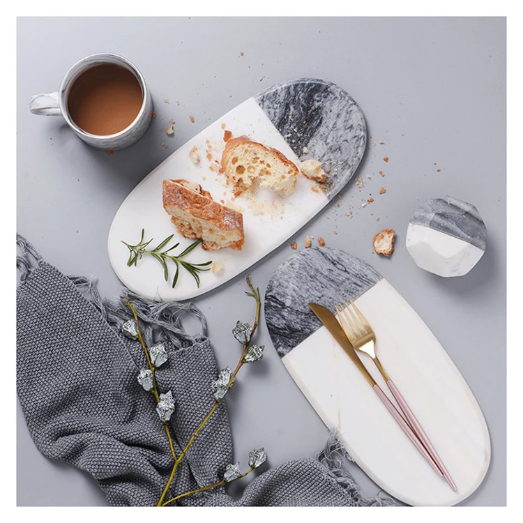 

Promotional High Quality Serving Tray Marble Cheese Cutting Board Marble Rectangular Black Marble Tray, As picture