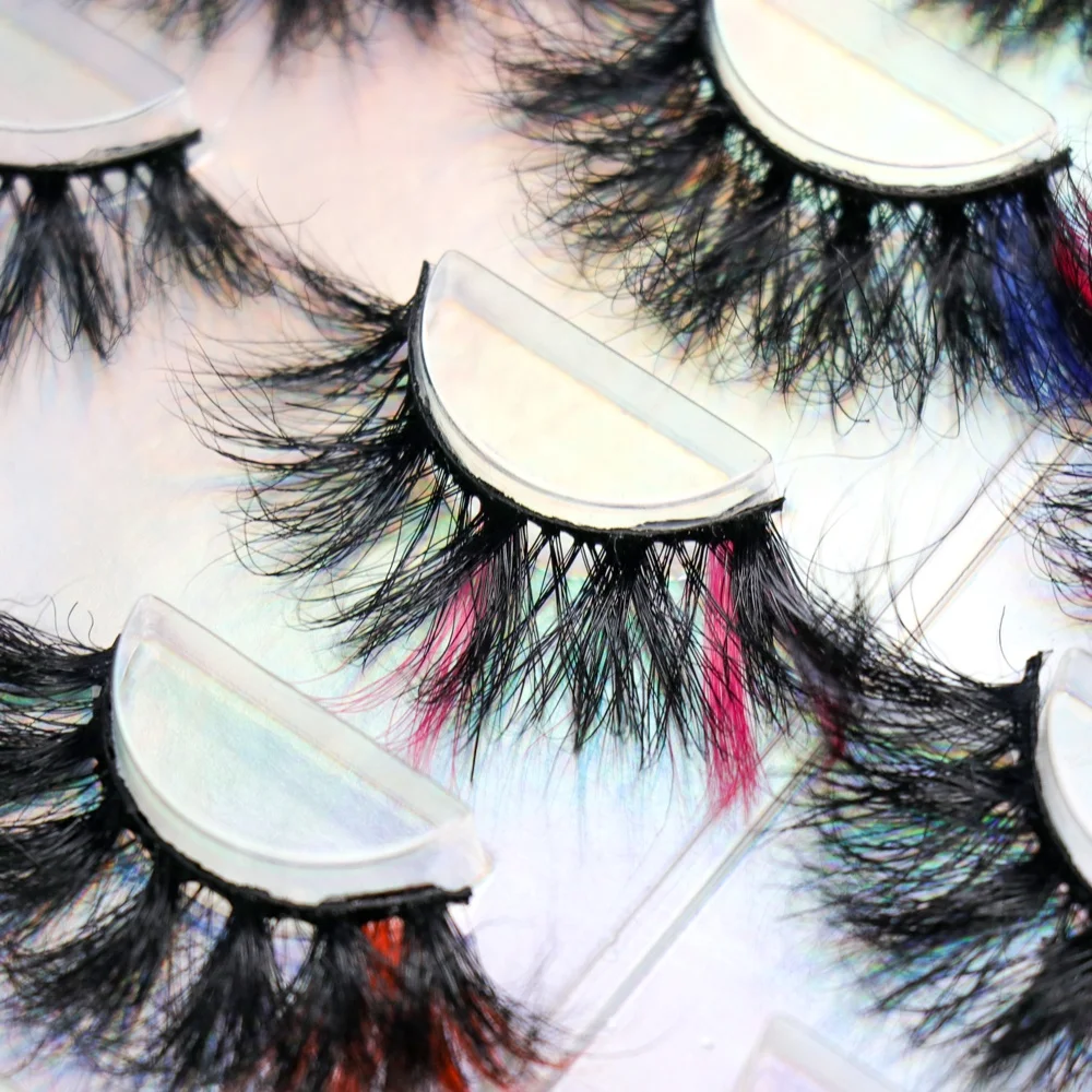 

Wholesale New 16-18MM Natural Color 3D Mink Eyelash Vendor Party Handmade False Strips Eye Lashes Colorful Eyelashes
