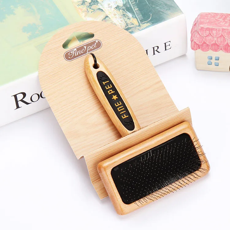 

High quality bamboo handle needle comb Teddy VIP Golden Retriever pet dog comb beauty comb