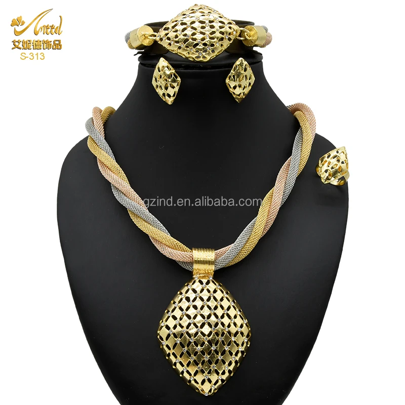 

Ethiopian Italian Dubai Africa 18K 24K Gold Plated Necklace Ring Set Ring Sets Gift For Women Jewelry