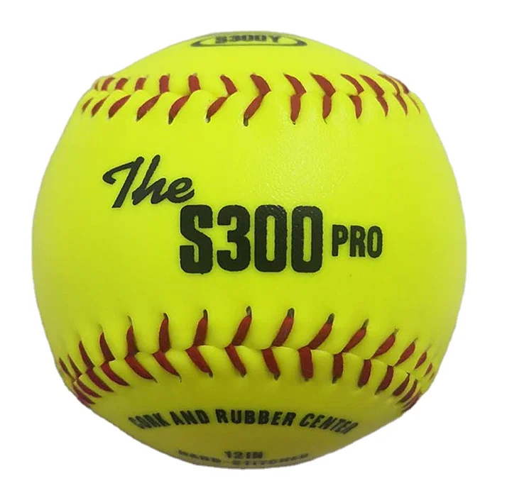 

12 inch Yellow Synthetic leather cork and rubber center Weston S300 Softball balls for practice, Optic yellow