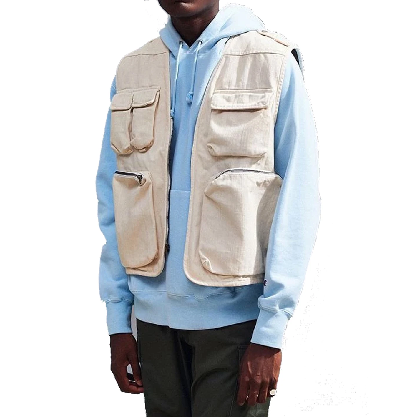 denim fishing vest