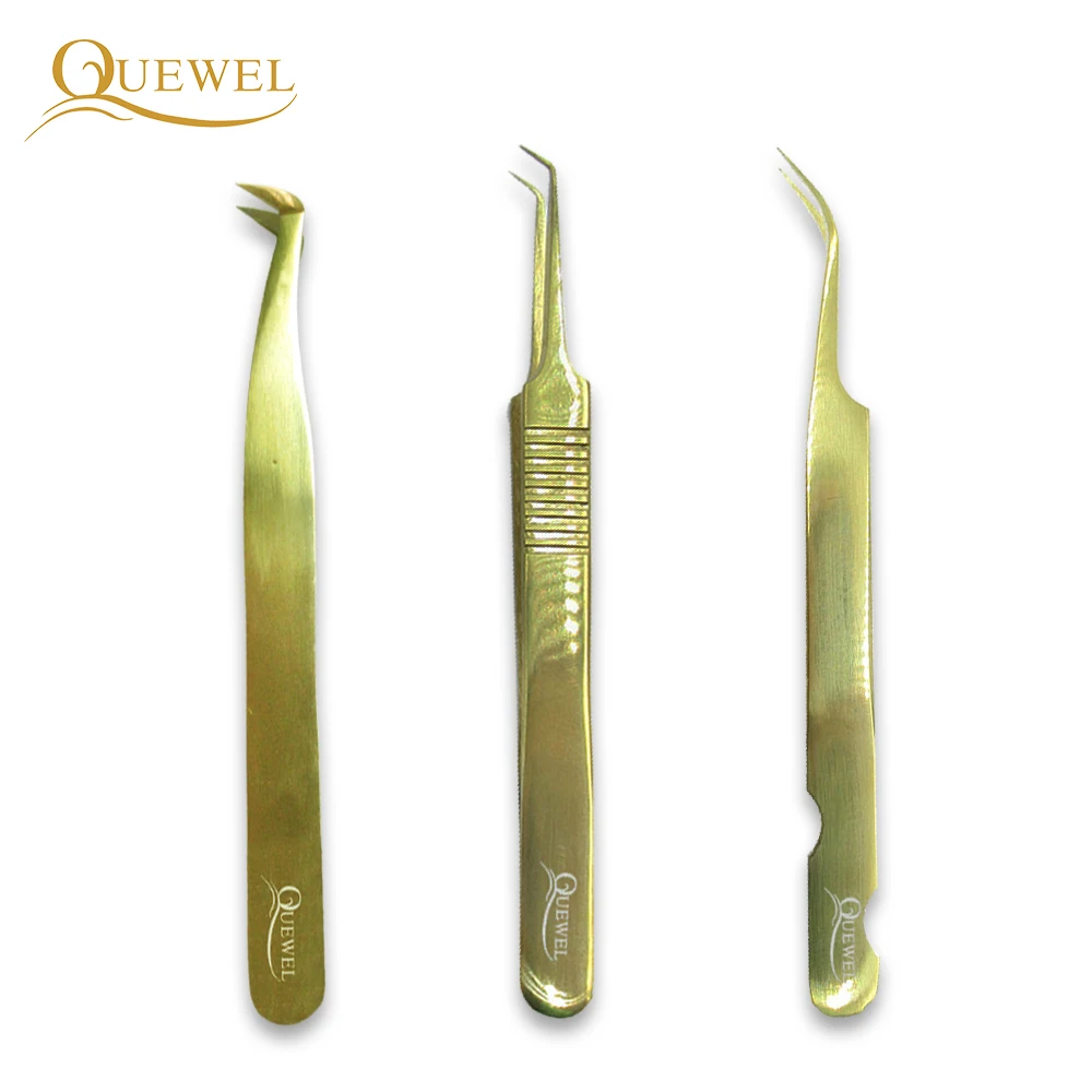 Lash Tweezer Wholesale Price Customized LOGO Top Quality Eyebrow Eyelash Tool Eyelash Extension Gold Tweezers