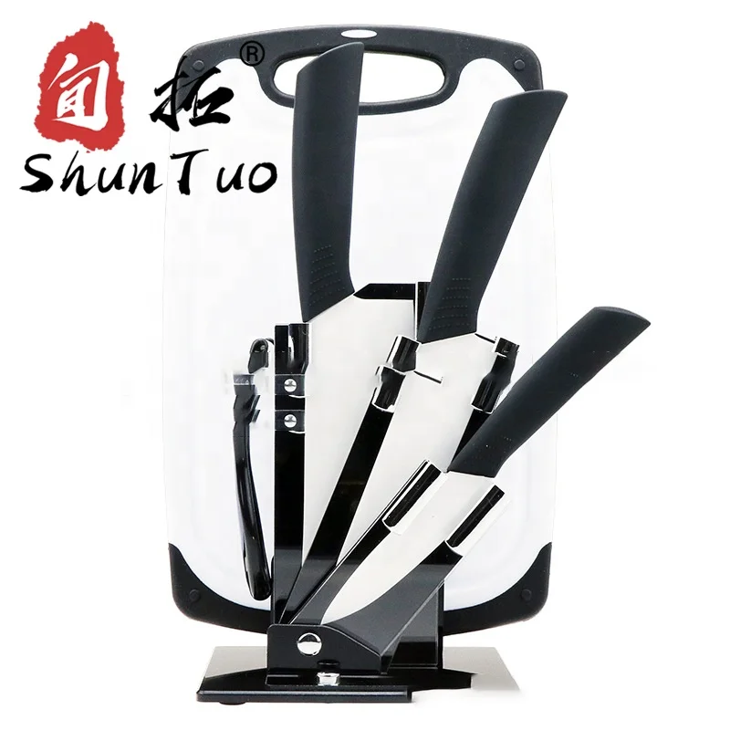 

6.5 inch multi piece cutting board tool holder combination cuchillos ceramica black diamond chef ceramic knife set, Customerized product