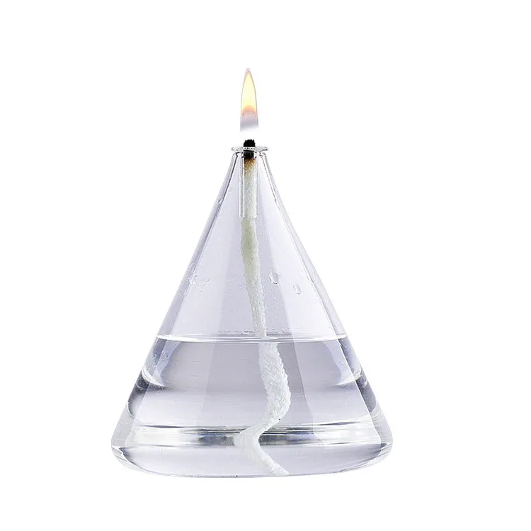 

Clear Empty Cone Triangle Shape Glass Candle Oil Burner Oil Lamp